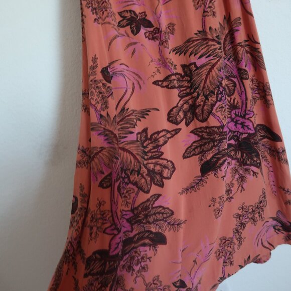 Anthropologie Puff-Sleeve Smocked Dress Midi Floral Orange Size Small - Picture 8 of 12